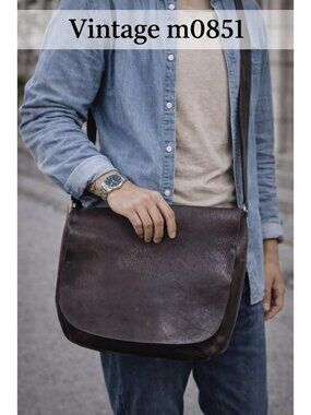 m0851 Leather Crossbody Bag Brown Distressed Vintage Messenger Canada Unisex